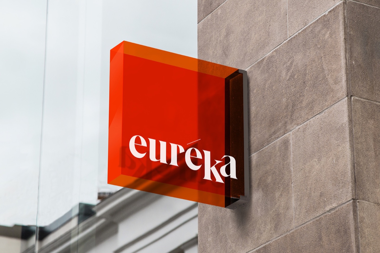 Blade sign projecting from a building facade